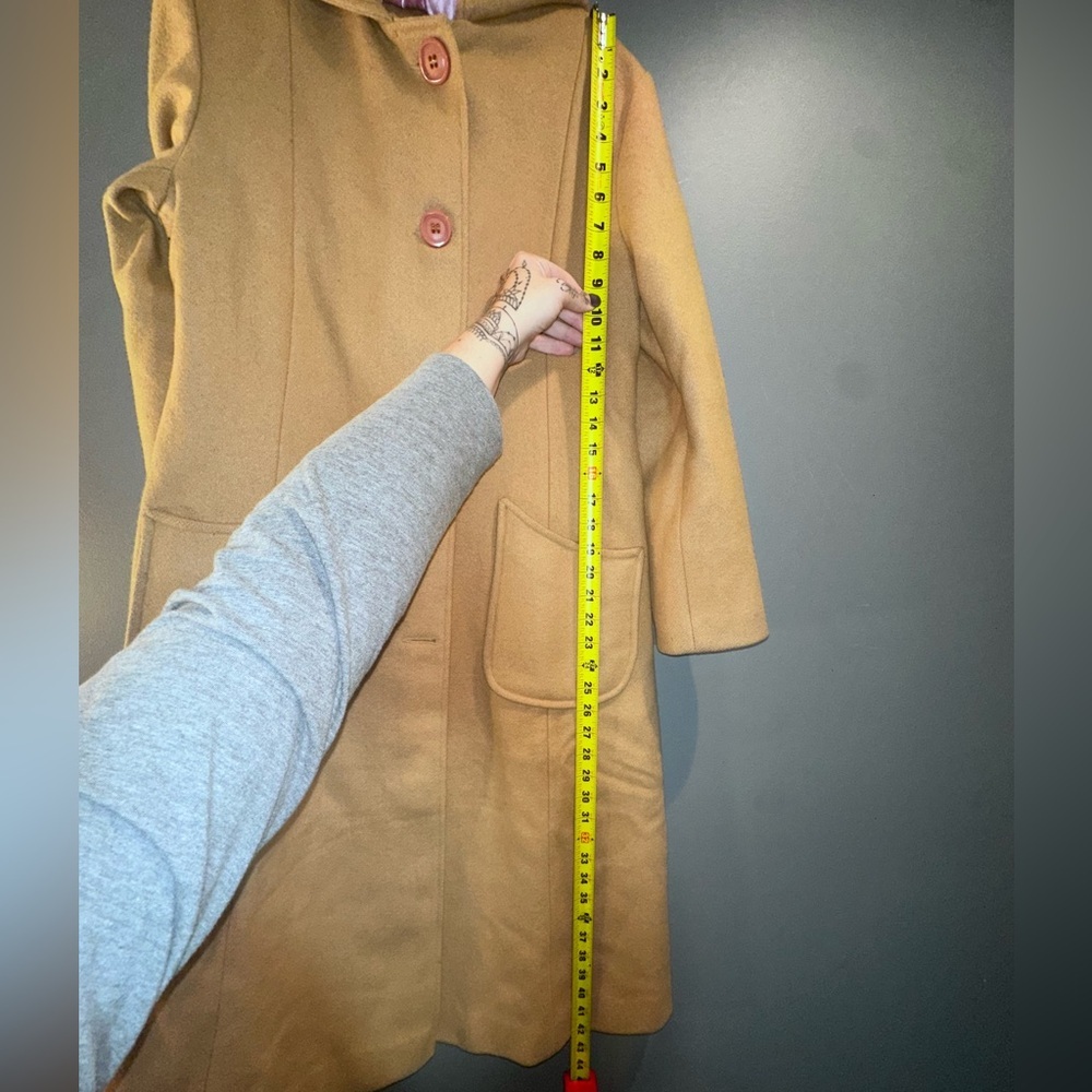 Women's Tan Hooded Coat - Picture 8 of 15